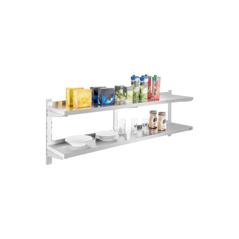 Royal Catering RCWR-160.2 seinähylly 160 x 30 cm, 2 tasoa, ruostumaton teräs