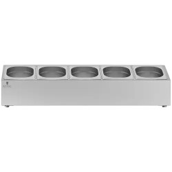 Royal Catering GN-teline 5 kpl GN 1/6 astiaa kansilla 8 l ruostumaton teräs