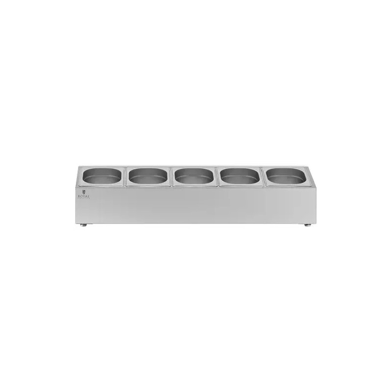 Royal Catering GN-teline 5 kpl GN 1/6 astiaa kansilla 8 l ruostumaton teräs