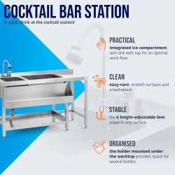 Royal Catering Cocktail-asema jääsäiliöllä ja altaalla