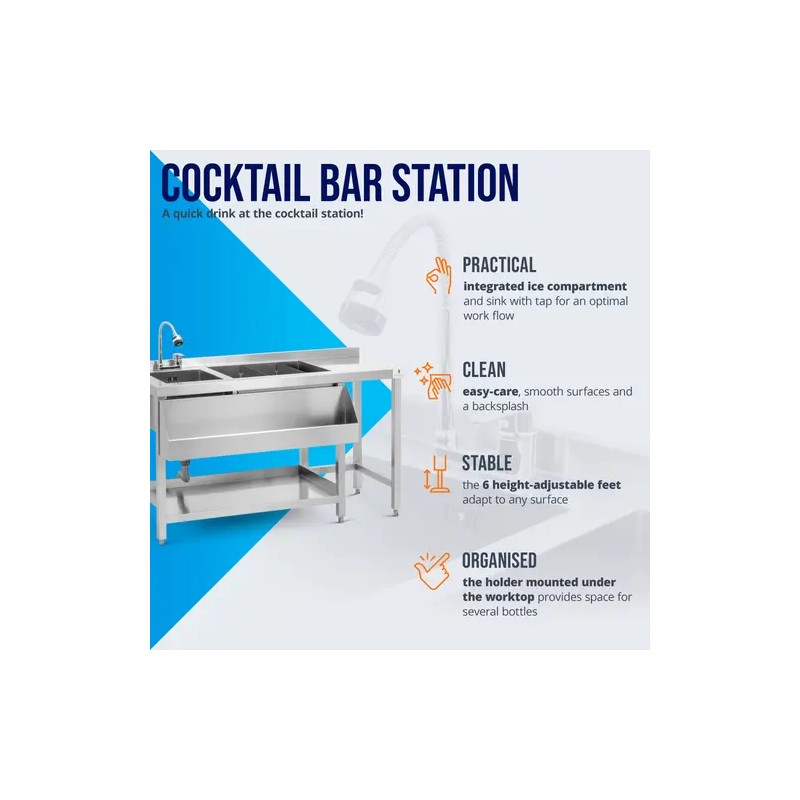 Royal Catering Cocktail-asema jääsäiliöllä ja altaalla