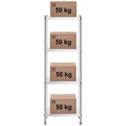Royal Catering RCER-6040 ruostumaton teräshylly 60x40x180 cm, 200 kg