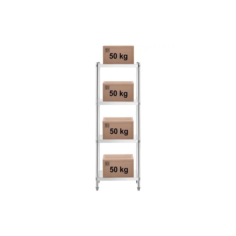 Royal Catering RCER-6040 ruostumaton teräshylly 60x40x180 cm, 200 kg