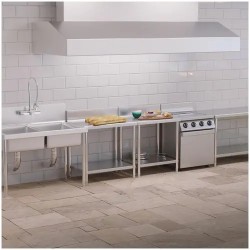 Royal Catering RCAT-60/60-N ruostumattomasta teräksestä valmistettu työpöytä 60 x 60 cm, 250 kg