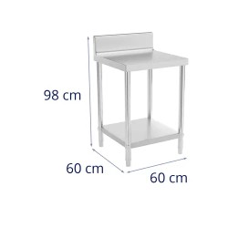 Royal Catering RCAT-60/60-N ruostumattomasta teräksestä valmistettu työpöytä 60 x 60 cm, 250 kg