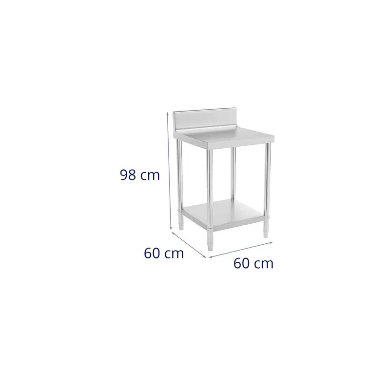 Royal Catering RCAT-60/60-N ruostumattomasta teräksestä valmistettu työpöytä 60 x 60 cm, 250 kg