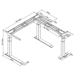 Fromm & Starck STAR_ATFE_11 säädettävä kulmapöydän runko, 60–125 cm, leveys 110–190 cm / 90–150 cm
