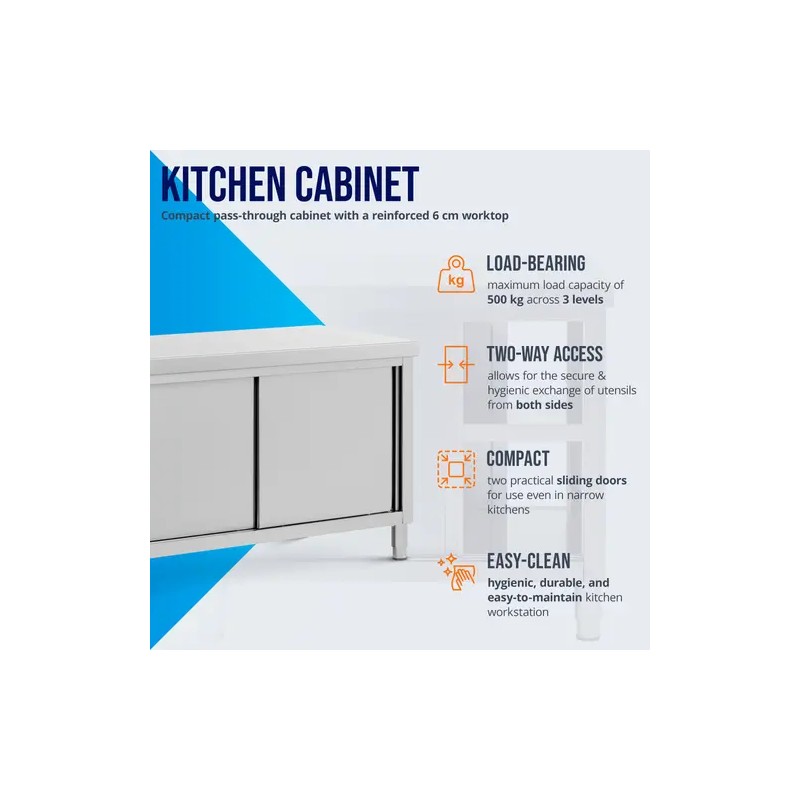 Royal Catering ECO ruostumattomasta teräksestä valmistettu läpilastauskaappi 140 x 70 cm, 500 kg