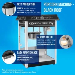 Royal Catering Popcorn-kone 1500 W 5 kg/h musta