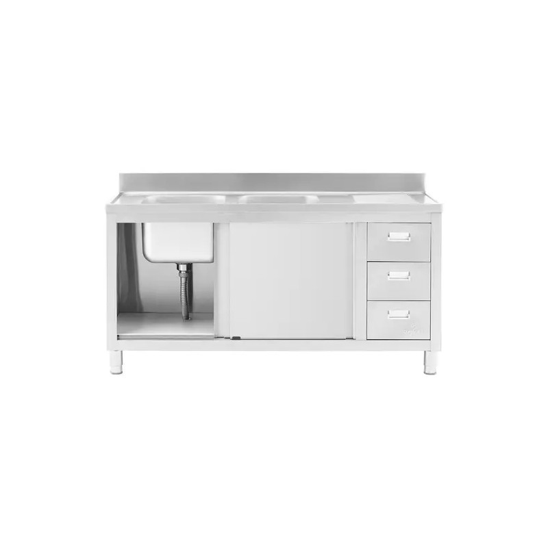 Royal Catering RC-IKS04 tiskiallaskaappi ruostumattomasta teräksestä 160 x 60 cm, 2 allasta