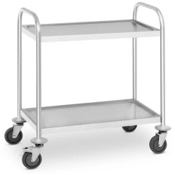 Royal Catering tarjoiluvaunu ruostumaton teräs 2 hyllyä 68 x 38 cm