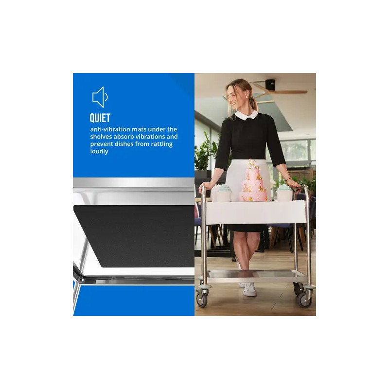 Royal Catering tarjoiluvaunu ruostumaton teräs 2 hyllyä 68 x 38 cm