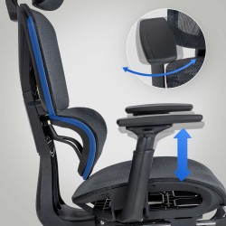 Ergonominen toimistotuoli säädettävällä niskatuella ja jalkatuella