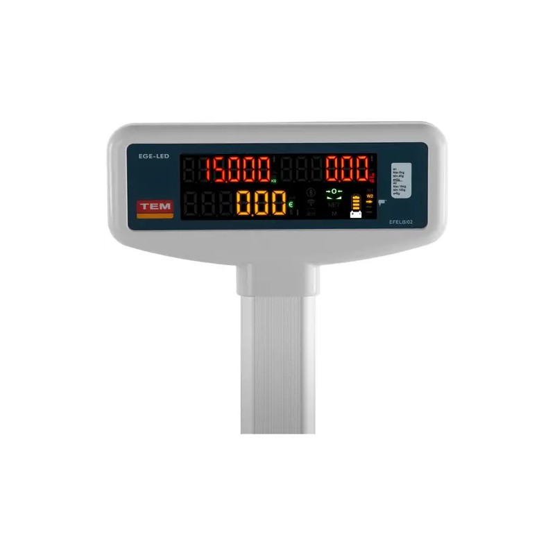 Hinta- ja laskuvaaka LED-korkeanäytöllä, tarkistettu, 6 kg/2 g - 15 kg/5 g, 23 x 30 cm