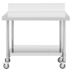 Royal Catering ruostumattomasta teräksestä valmistettu työpöytä pyörillä 60 x 100 cm