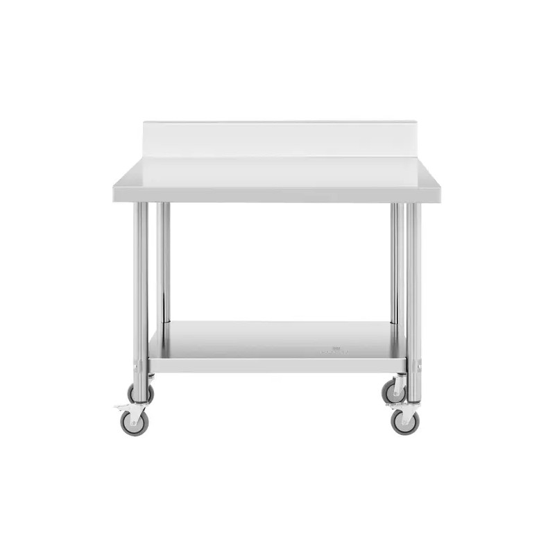 Royal Catering ruostumattomasta teräksestä valmistettu työpöytä pyörillä 60 x 100 cm