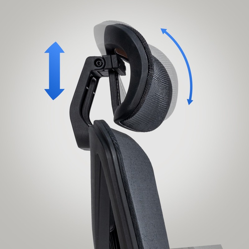 Ergonominen toimistotuoli säädettävällä niskatuella ja jalkatuella