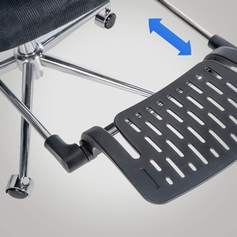 Ergonominen toimistotuoli säädettävällä niskatuella ja jalkatuella