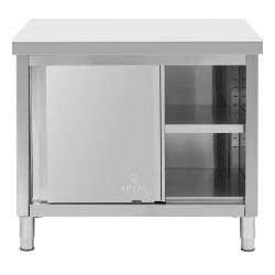 Royal Catering ruostumattomasta teräksestä valmistettu työpöytäkaappi 100 x 80 cm, 500 kg