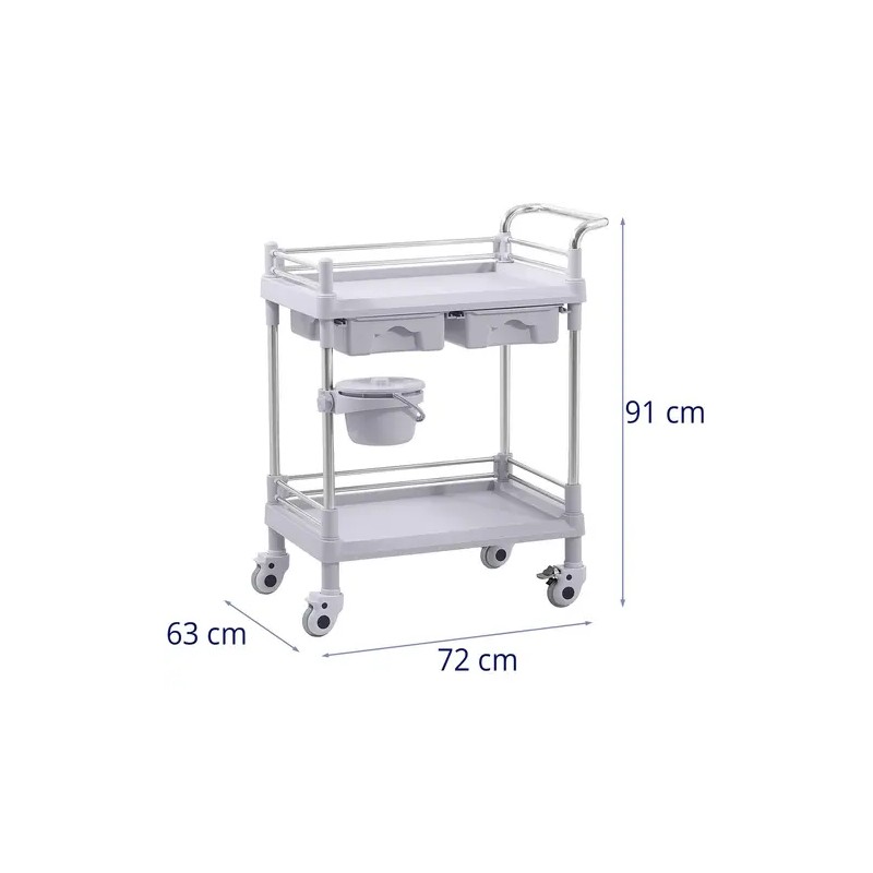 Laboratorivaunu 2 hyllyä ja 2 laatikkoa 40 kg