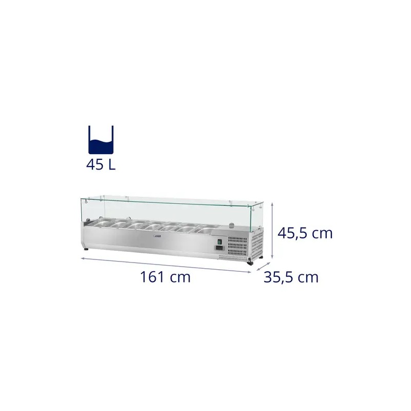 Royal Catering RCKV-160/33-8 jäähdytysvitriini 160 x 33 cm lasikannella