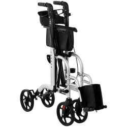 2-in-1 Rollaattori ja kuljetustuoli, hopea, max 120 kg