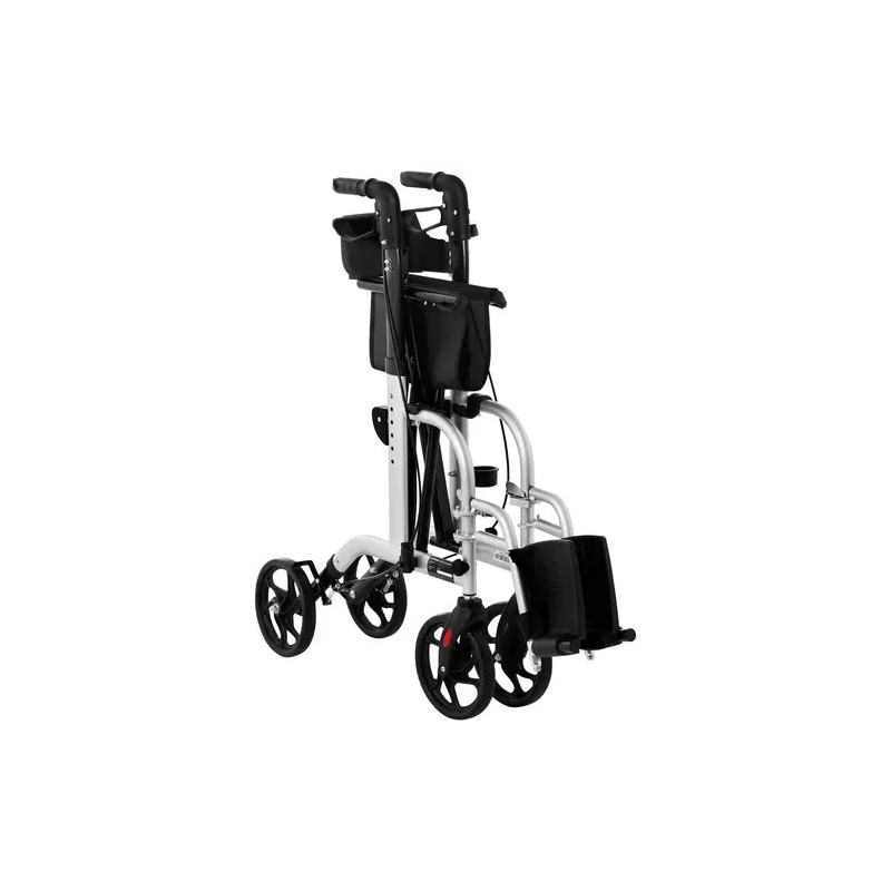 2-in-1 Rollaattori ja kuljetustuoli, hopea, max 120 kg