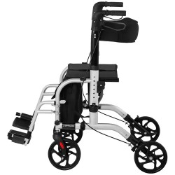 2-in-1 Rollaattori ja kuljetustuoli, hopea, max 120 kg
