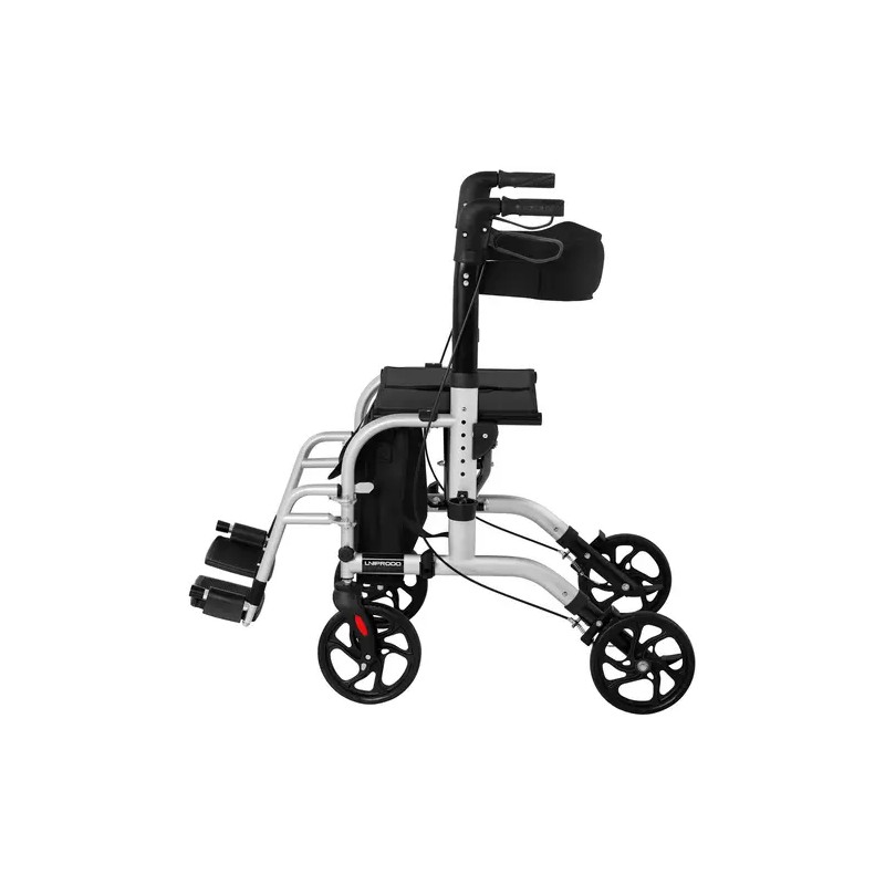 2-in-1 Rollaattori ja kuljetustuoli, hopea, max 120 kg