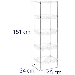Royal Catering Metallihylly 45 x 34 x 151 cm 100 kg