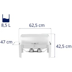 Royal Catering ruokalämmitin GN 1/1 8,5 l rullakansilla ja 2 polttoainesäiliöllä