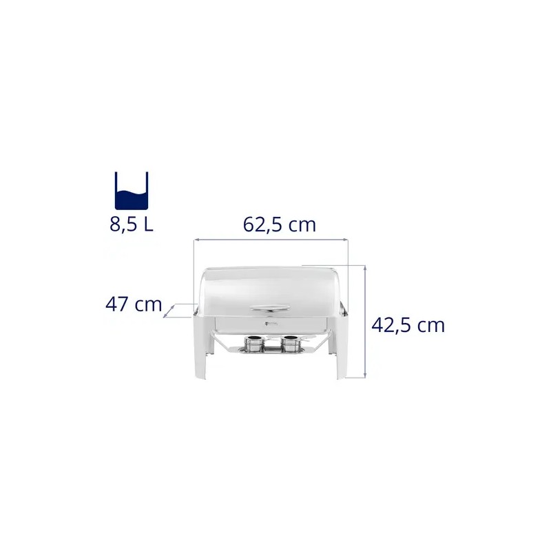 Royal Catering ruokalämmitin GN 1/1 8,5 l rullakansilla ja 2 polttoainesäiliöllä