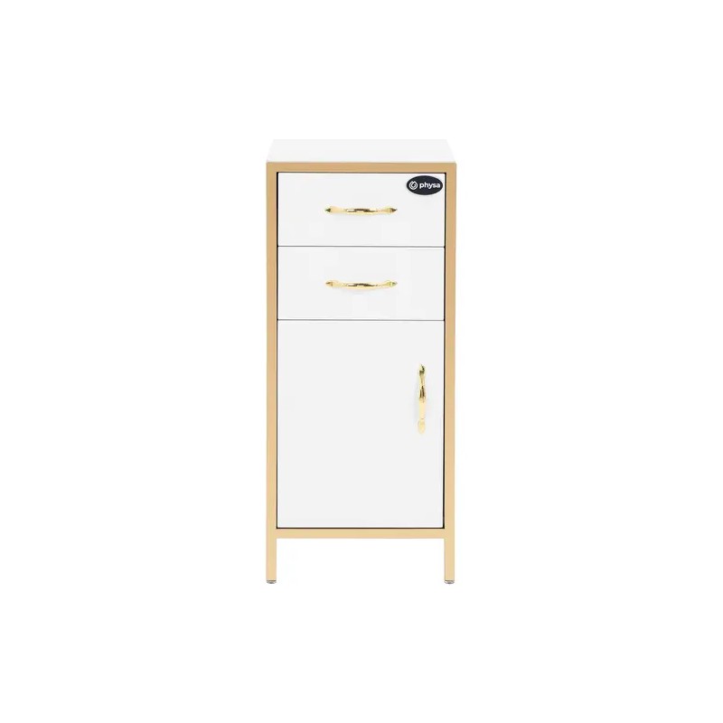 Kosmetiikkakaappi 80 x 35 x 30 cm, 2 vetolaatikkoa, kullattu runko