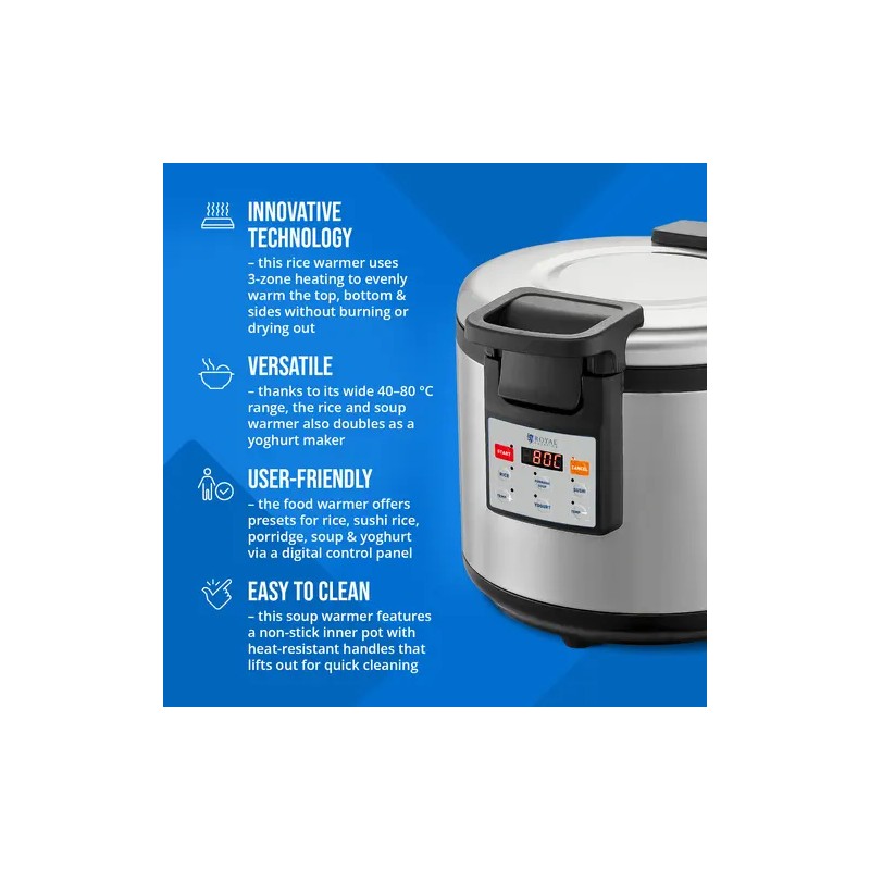 Digitaalinen riisinlämmitin 26 l, 40-80 °C