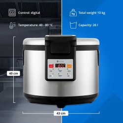 Digitaalinen riisinlämmitin 26 l, 40-80 °C