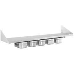 Royal Catering RCWR 5 GN1 4 maustehylly 120 x 30 cm 5 x 1 4 GN ruostumaton teräs