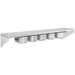 Royal Catering RCWR-5 GN1/4 maustehylly 120 x 30 cm, 5 x 1/4 GN, ruostumaton teräs