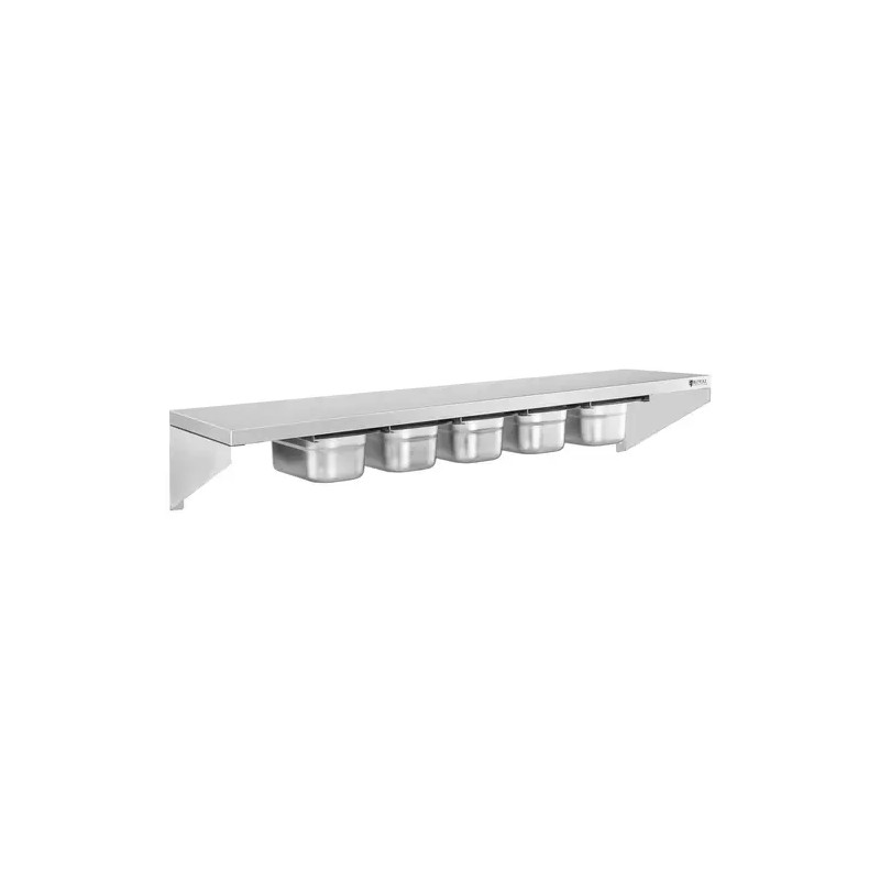 Royal Catering RCWR-5 GN1/4 maustehylly 120 x 30 cm, 5 x 1/4 GN, ruostumaton teräs