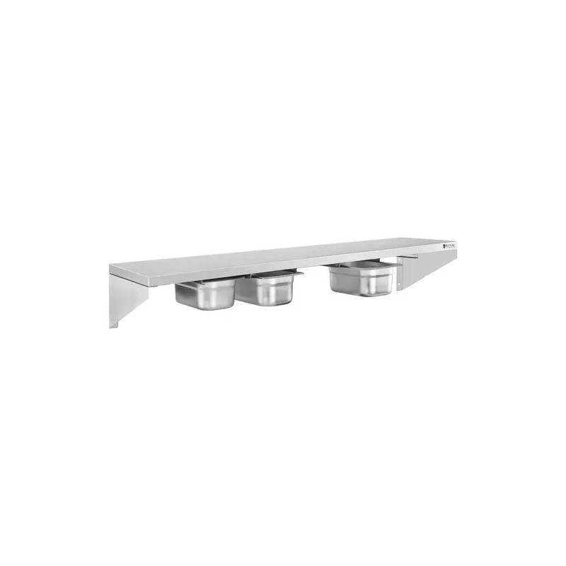 Royal Catering RCWR-5 GN1/4 maustehylly 120 x 30 cm, 5 x 1/4 GN, ruostumaton teräs