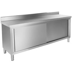 Royal Catering ruostumattomasta teräksestä valmistettu työpöytäkaappi 200 x 60 cm 160 kg