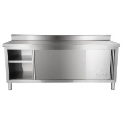 Royal Catering ruostumattomasta teräksestä valmistettu työpöytäkaappi 200 x 60 cm, 160 kg