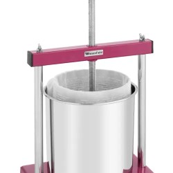 Royal Catering hedelmäpuristin 5 l, ruostumaton teräs ja rauta, sisältää 5 puristusliinaa