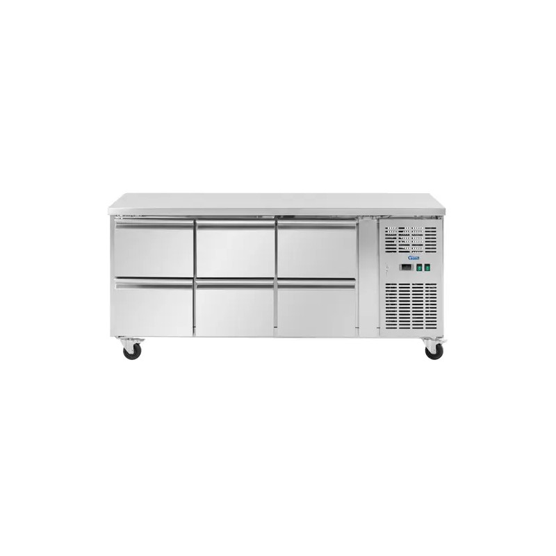 Royal Catering kylmäpöytä 410 l, 6 vetolaatikkoa, 179,5 x 70 cm, ruostumaton teräs