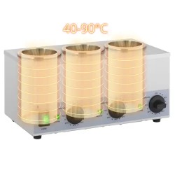 Royal Catering kastikkeenlämmitin 3 x 1 l, 40-90 °C, ruostumaton teräs