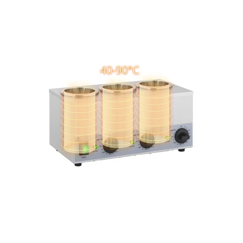 Royal Catering kastikkeenlämmitin 3 x 1 l, 40-90 °C, ruostumaton teräs