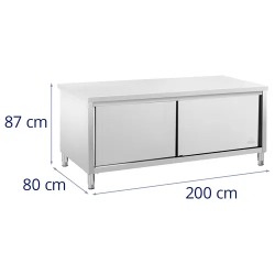 Royal Catering ECO ruostumattomasta teräksestä valmistettu työpöytäkaappi 200 x 80 cm 500 kg