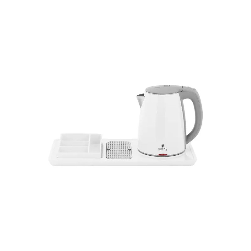 Royal Catering hotellivedenkeitin 1,2 l 1800 W valkoinen kahvi- ja teestationilla