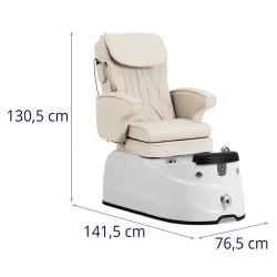 Sähköinen jalkahoitotuoli LED-altaalla ja hierontatoiminnolla, 105 W, 150 kg, kermanvalkoinen