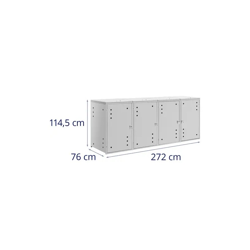 Jäteastiakotelo 4 x 240 l ruostumaton teräs
