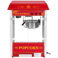 Royal Catering Popcorn-kone 1500 W, 5-6 kg/h, punainen retro-design